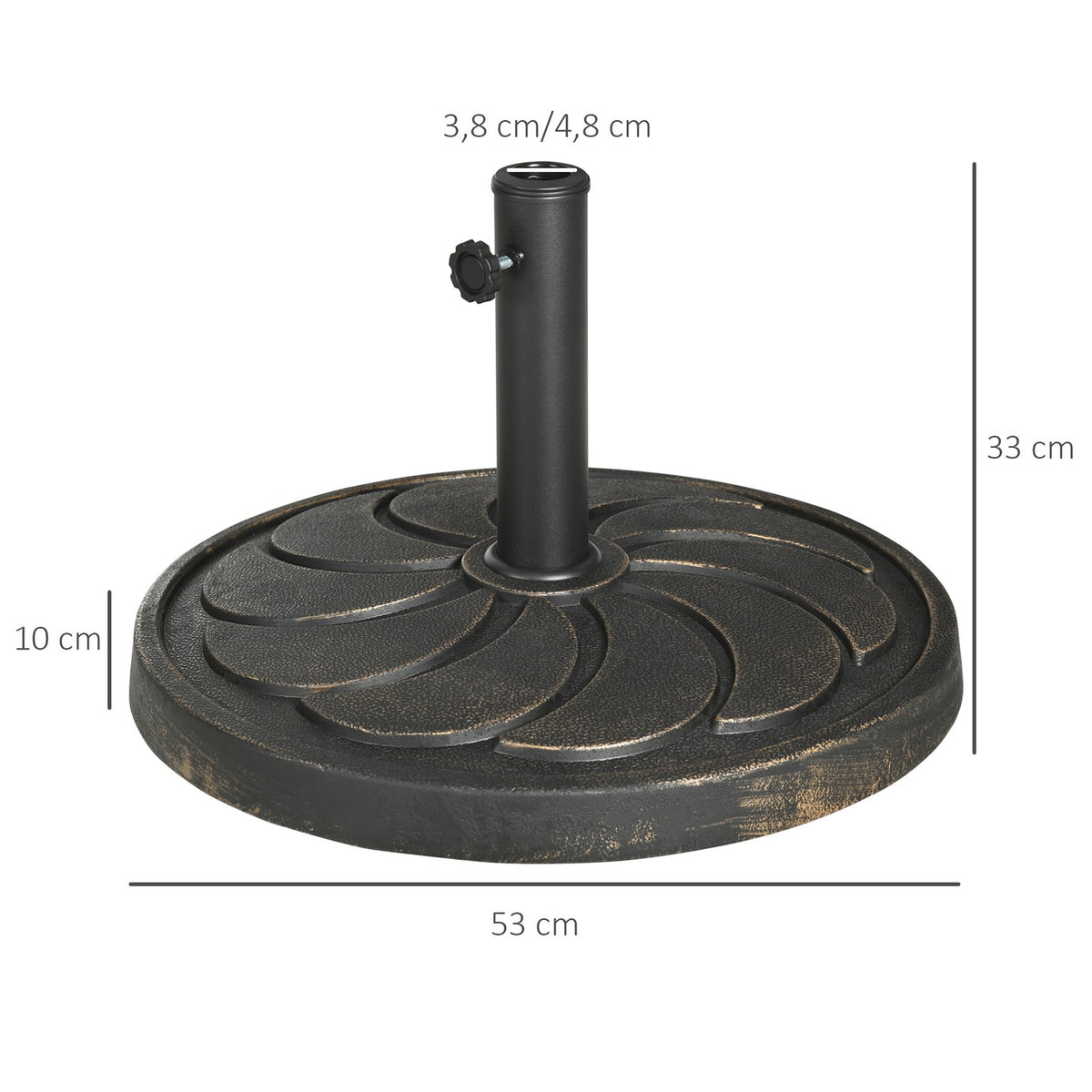 Parasol Stand 18Kg For Ø38/48Mm Umbrella Pole Round Garden Umbrella Stand Resin Bronze