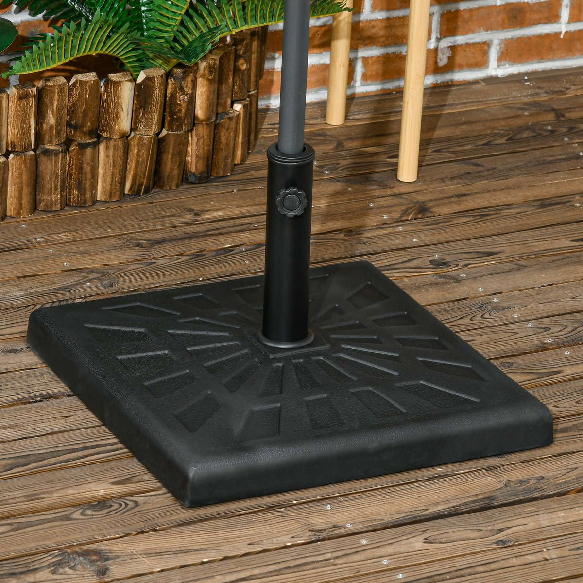 Parasol Stand 19 Kg Parasol Base, Umbrella Stand For Umbrella Poles Ø 32/38/48 Mm, Synthetic Resin, Black, 51 X 51 X 32 Cm