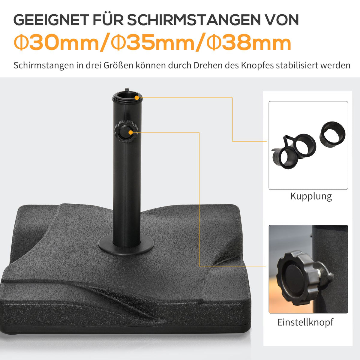 Parasol Stand 20 Kg Umbrella Stand For Parasol Umbrella Poles 30-38 Mm Parasol Base For Garden Patio Cement 41.5X41.5