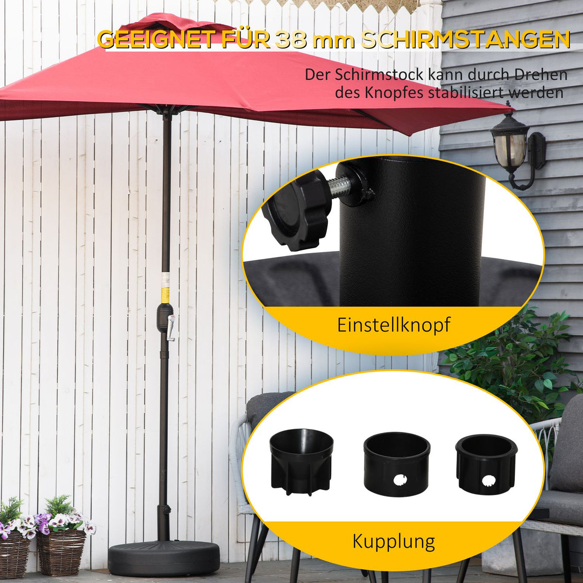 Parasol Stand 21-26Kg For Ø38Mm Cement Black Ø51X30Hcm