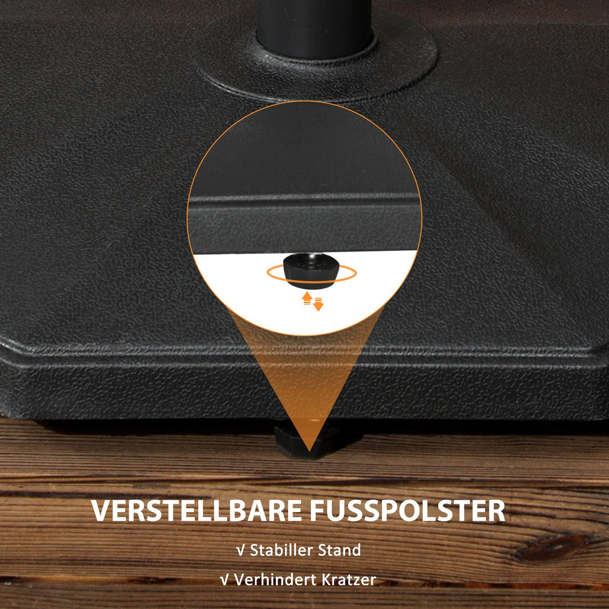 Parasol Stand 22Kg Stable Umbrella Base For Ø32/34/38Mm Poles, Cement Filling, Ideal For Garden, Black, Ø46X39H Cm