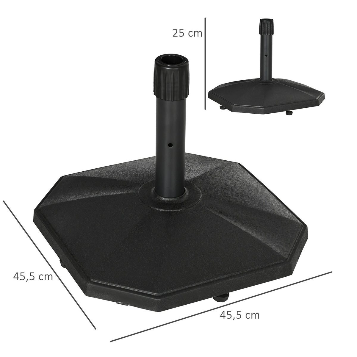 Parasol Stand 22Kg Stable Umbrella Base For Ø32/34/38Mm Poles, Cement Filling, Ideal For Garden, Black, Ø46X39H Cm