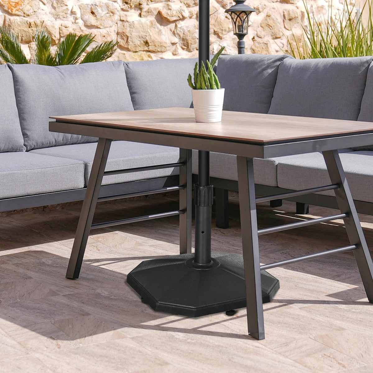 Parasol Stand 22Kg Stable Umbrella Base For Ø32/34/38Mm Poles, Cement Filling, Ideal For Garden, Black, Ø46X39H Cm