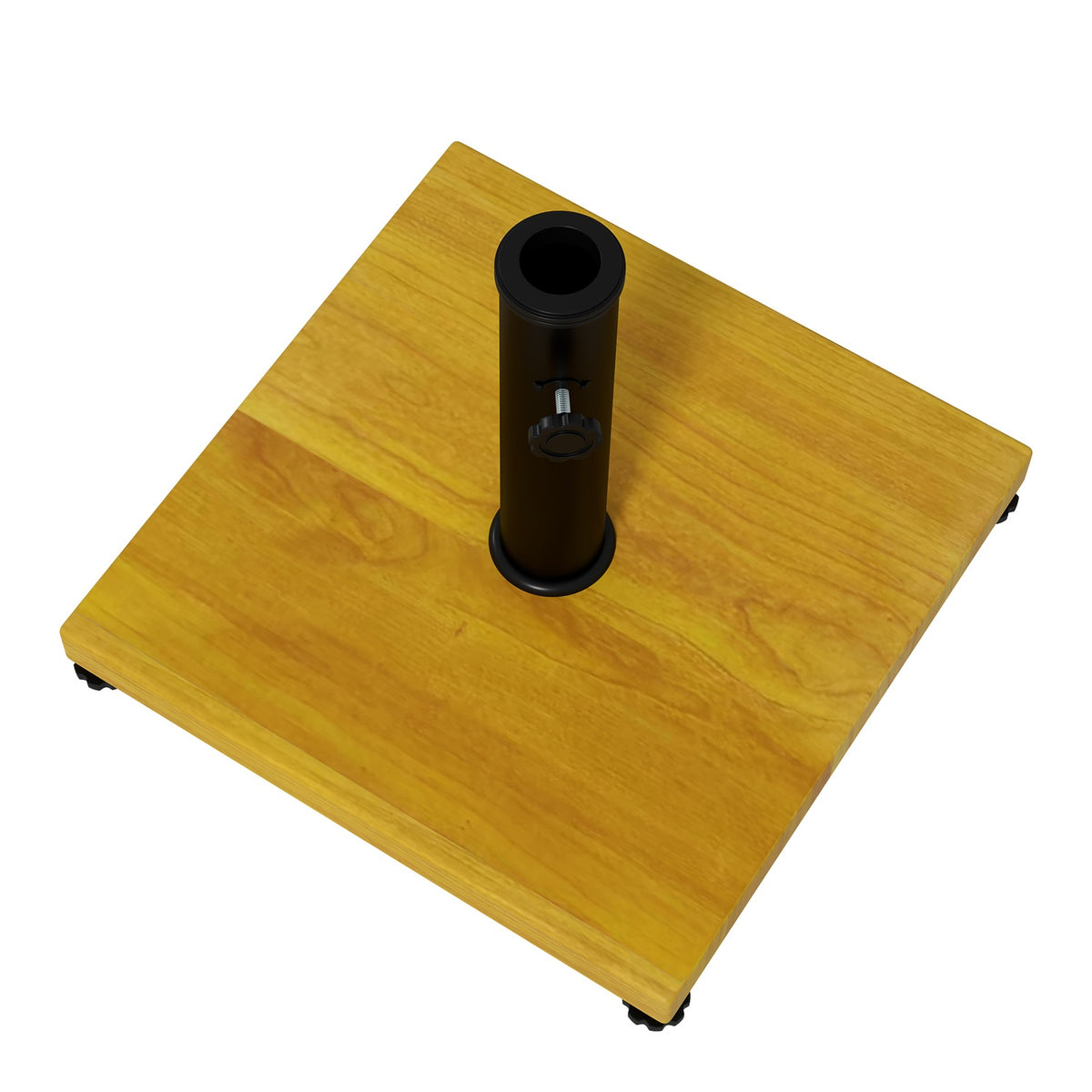 Parasol Stand 25 Kg Parasol Base With Adjustable Foot Pads, With Wood Look For Pole Diameter Ø34/38/48 Mm, Cement, Yellow