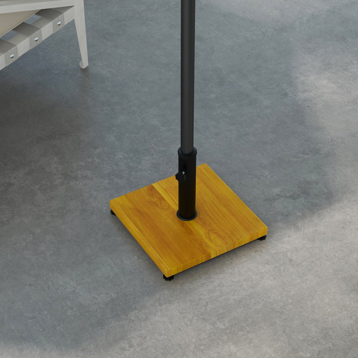 Parasol Stand 25 Kg Parasol Base With Adjustable Foot Pads, With Wood Look For Pole Diameter Ø34/38/48 Mm, Cement, Yellow