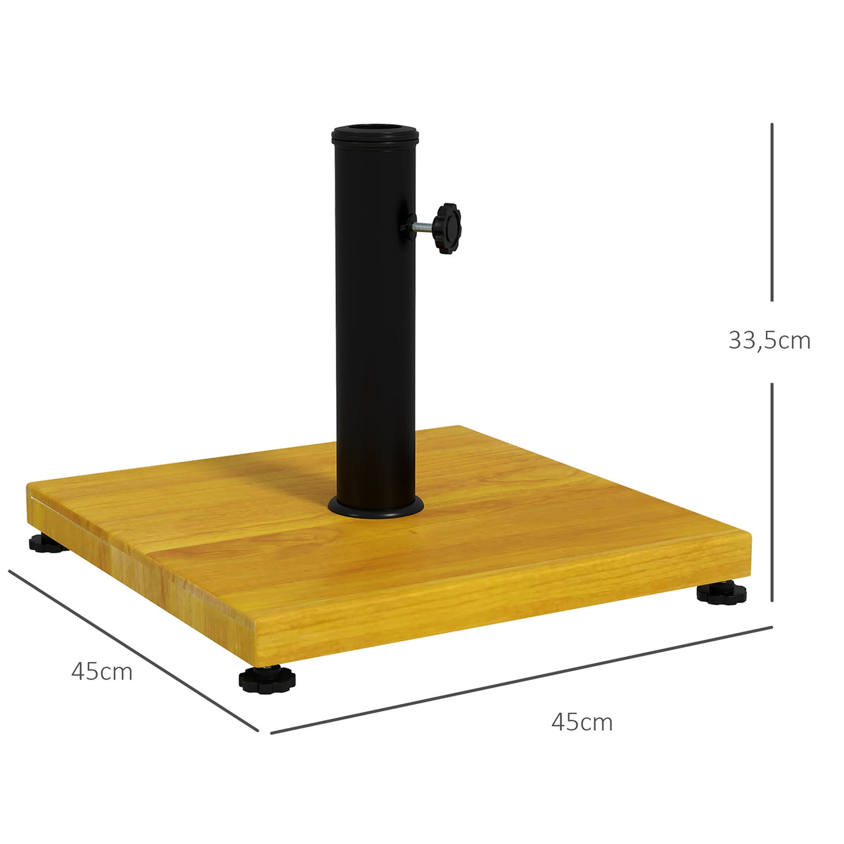 Parasol Stand 25 Kg Parasol Base With Adjustable Foot Pads, With Wood Look For Pole Diameter Ø34/38/48 Mm, Cement, Yellow