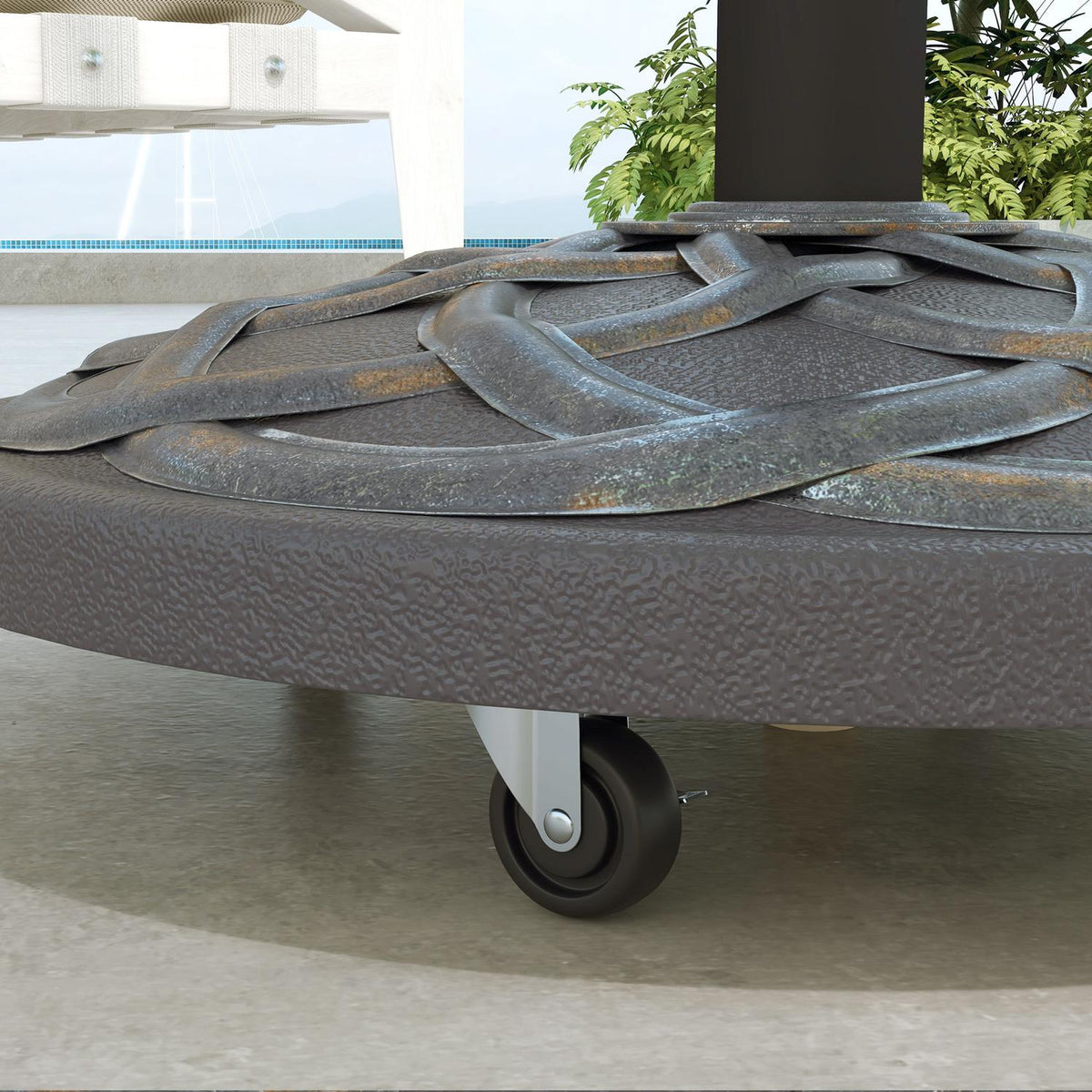 Parasol Stand 25 Kg Parasol Holder With Wheels, Adjustable Button, Umbrella Stand For Ø 32/38/48 Mm Pole, Cement Filling, Bronze
