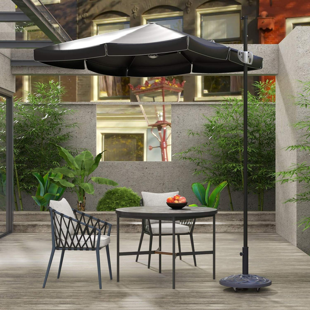 Parasol Stand 25 Kg Parasol Holder With Wheels, Adjustable Button, Umbrella Stand For Ø 32/38/48 Mm Pole, Cement Filling, Bronze