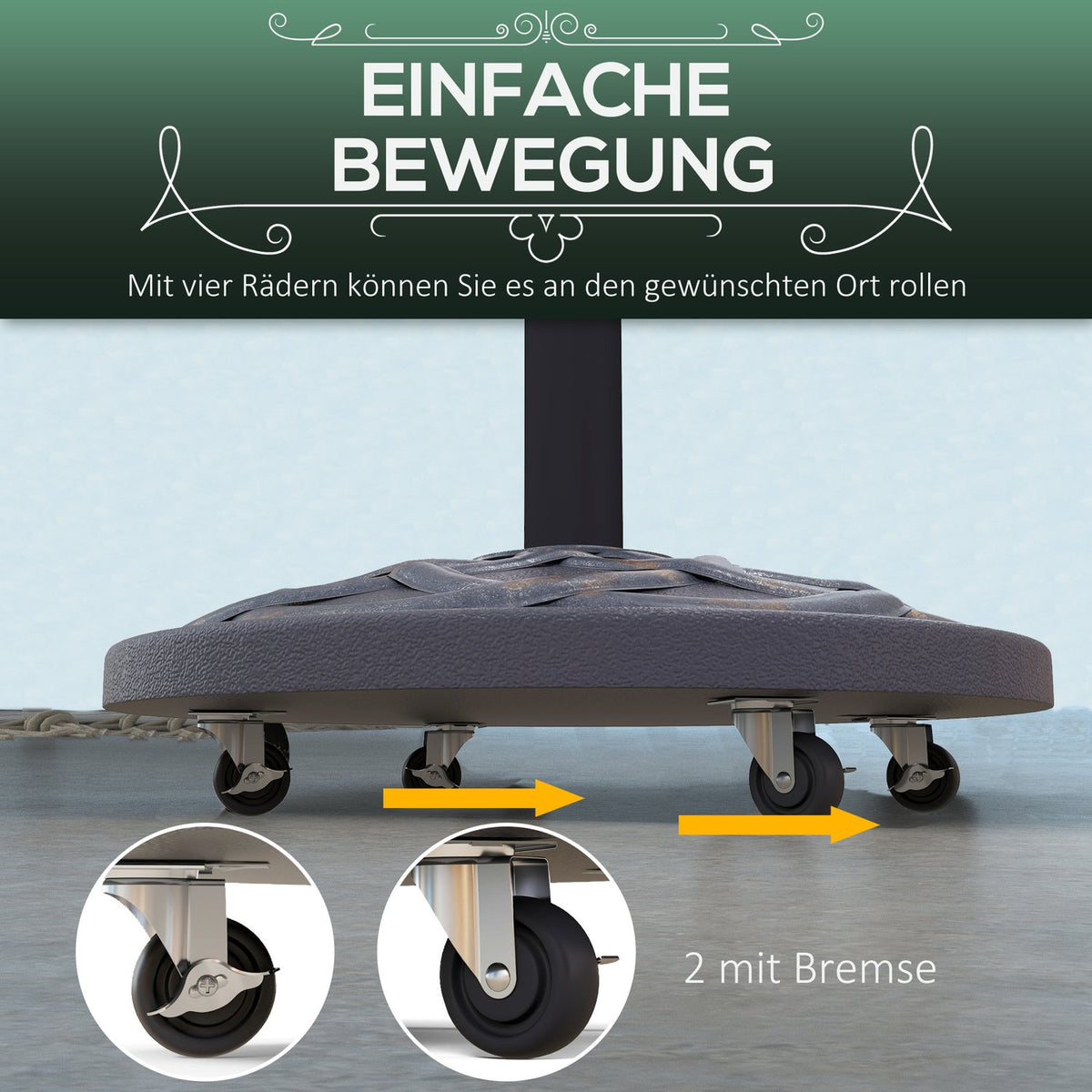 Parasol Stand 25 Kg Parasol Holder With Wheels, Adjustable Button, Umbrella Stand For Ø 32/38/48 Mm Pole, Cement Filling, Bronze