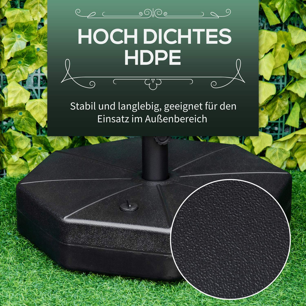 Parasol Stand 40 Kg Umbrella Stand For Parasol Poles 38 Mm/48 Mm Can Be Filled With Water/Sand Parasol Base Ø60 X 36H Cm