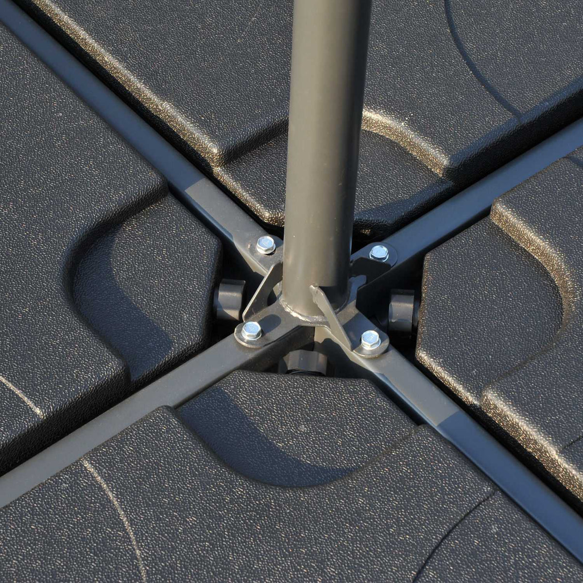 Parasol Stand, Fillable Umbrella Base For Floor Cross, 4 Parts, Black, 50X50Cm