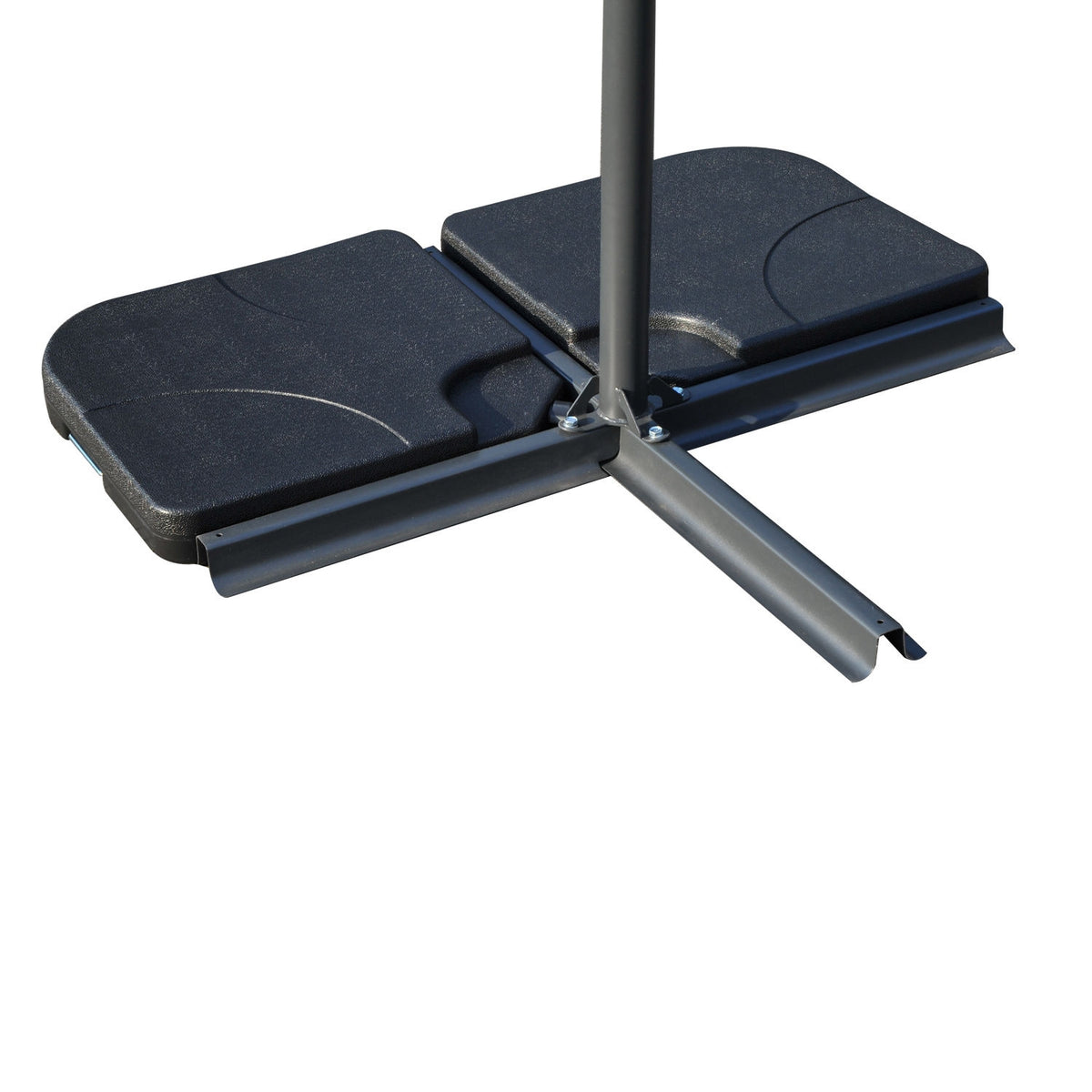 Parasol Stand, Fillable Umbrella Base For Floor Cross, 4 Parts, Black, 50X50Cm