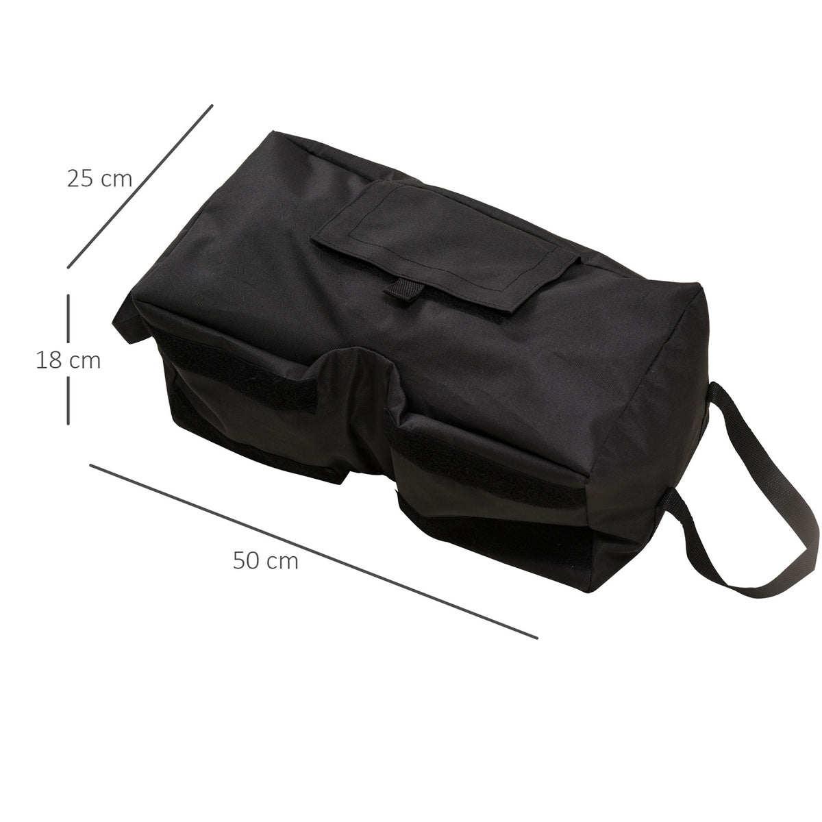 Parasol Stand Sandbag Market Umbrella Stand, 2X Fillable Bags 50Kg, With Shovel, Black