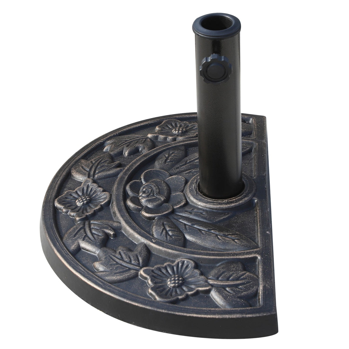 Parasol Stand Umbrella Base Half Round Resin + Stainless Steel Bronze Color 50 X 31 X 32 Cm (Model 3)