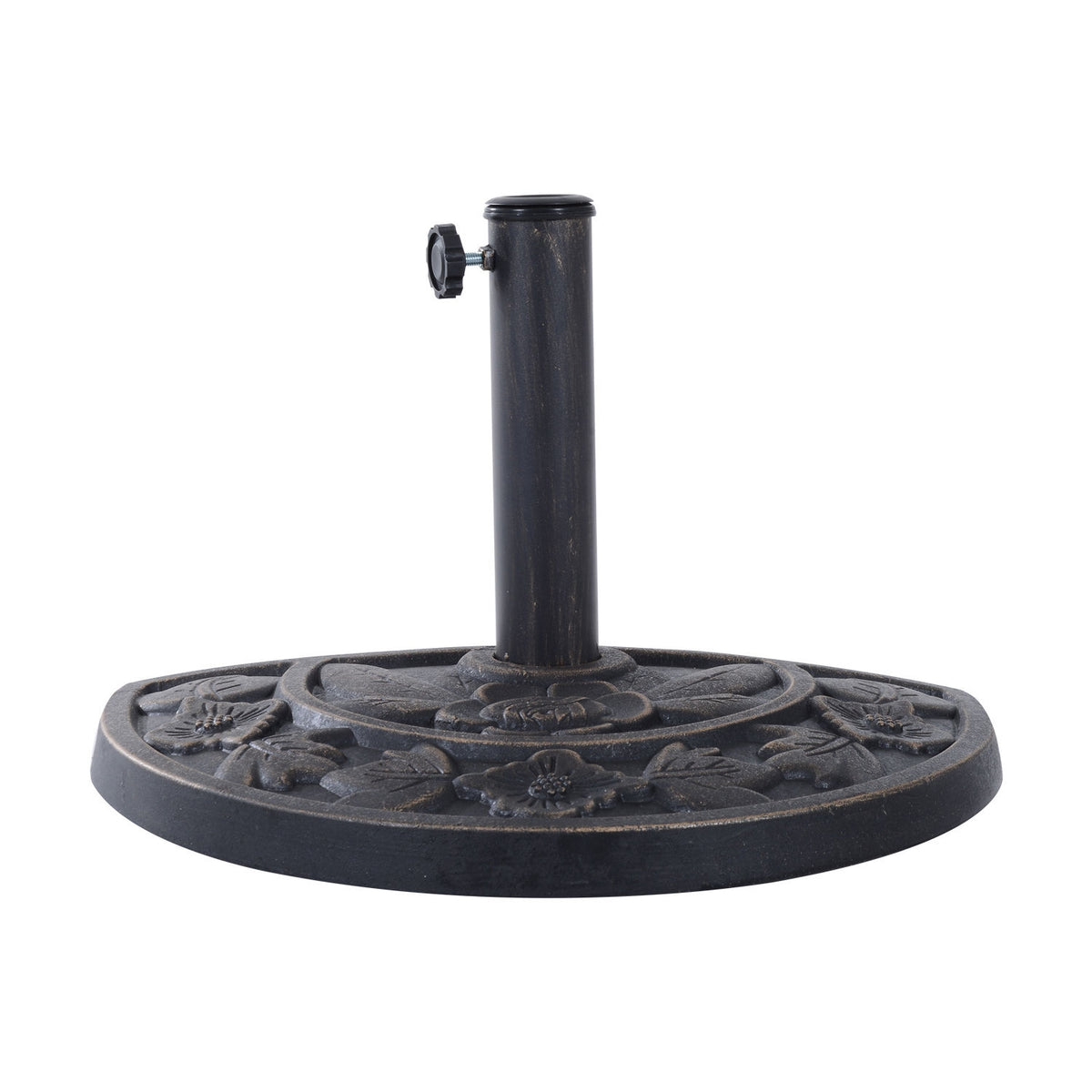 Parasol Stand Umbrella Base Half Round Resin + Stainless Steel Bronze Color 50 X 31 X 32 Cm (Model 3)