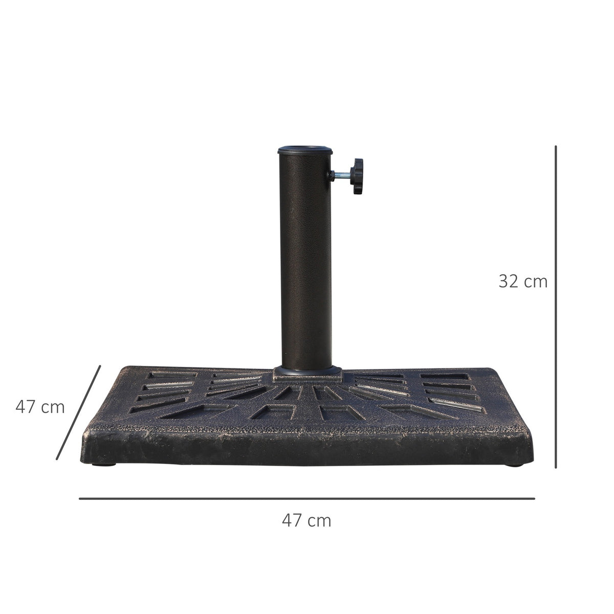 Parasol Stand Umbrella Holder Made Of Synthetic Resin, Black, 15Kg, For Ø38/48Mm, 47X47X32Cm