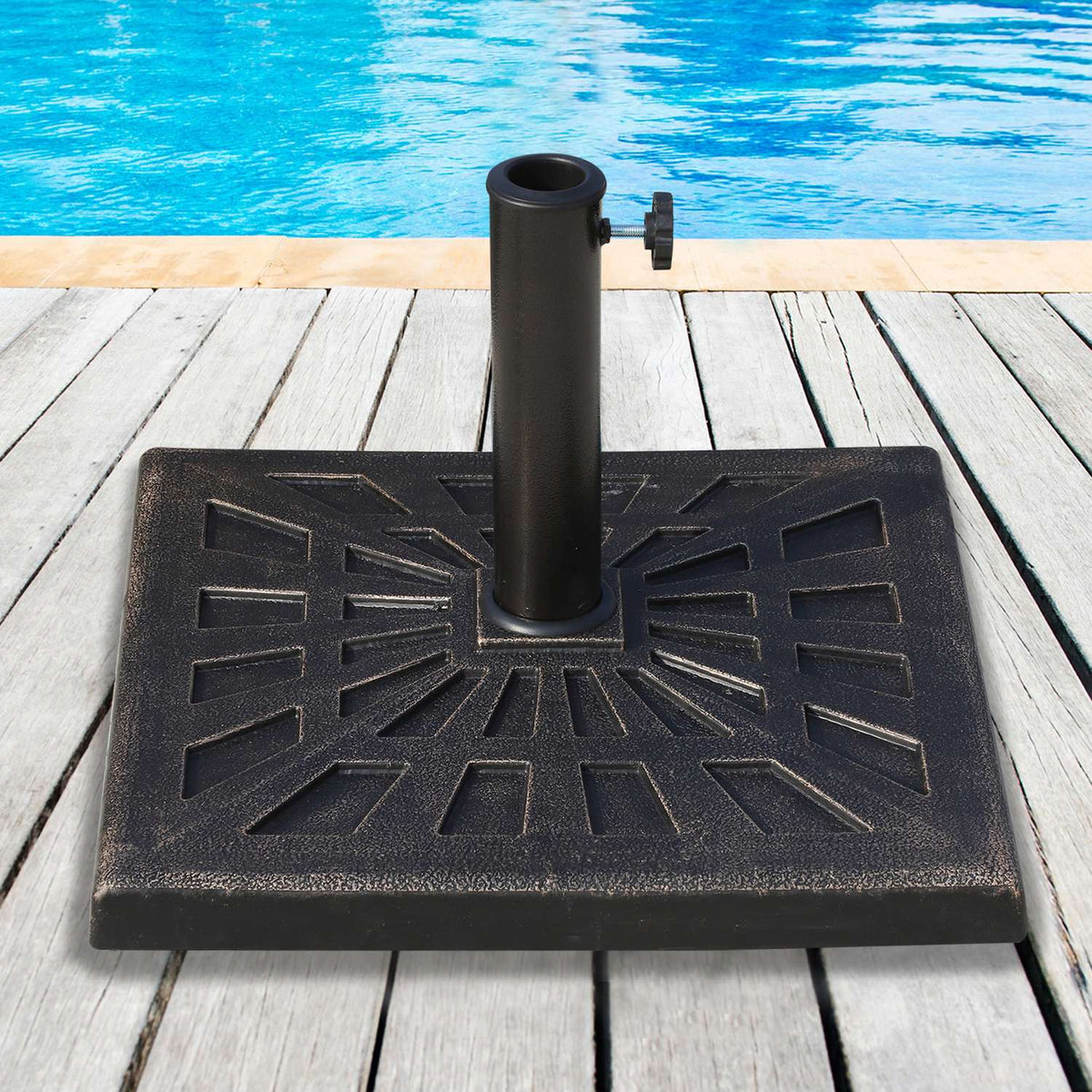 Parasol Stand Umbrella Holder Made Of Synthetic Resin, Black, 15Kg, For Ø38/48Mm, 47X47X32Cm