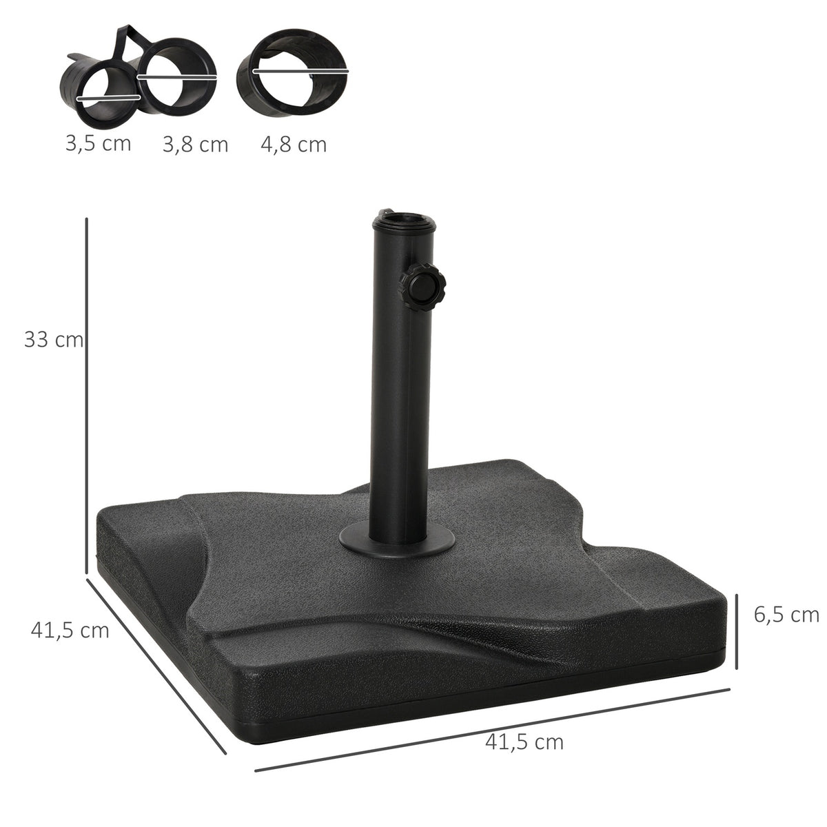 Parasol Stand Umbrella Holder, Umbrella Base, For Ø35/38/48 Mm, Metal, Black, 45X45X39 Cm