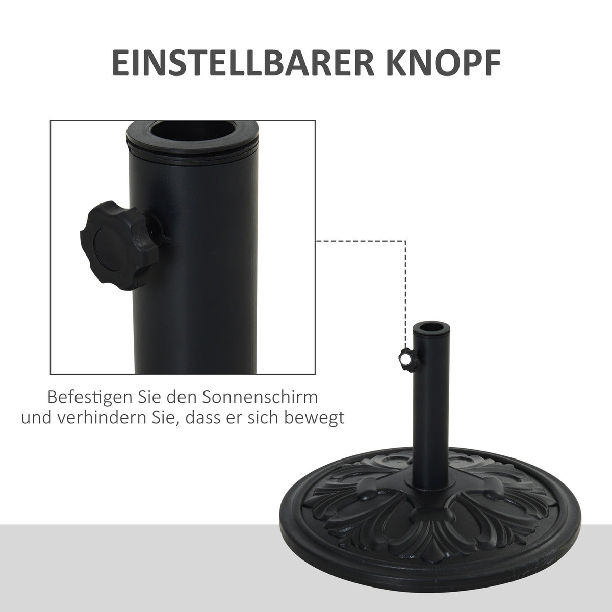 Parasol Stand Umbrella Stand Umbrella Holder Umbrella Base 13 Kg Stand Umbrella Ø35/Ø38/Ø48Mm Plastic + Cement Antique Black Ø48 X 34 Cm