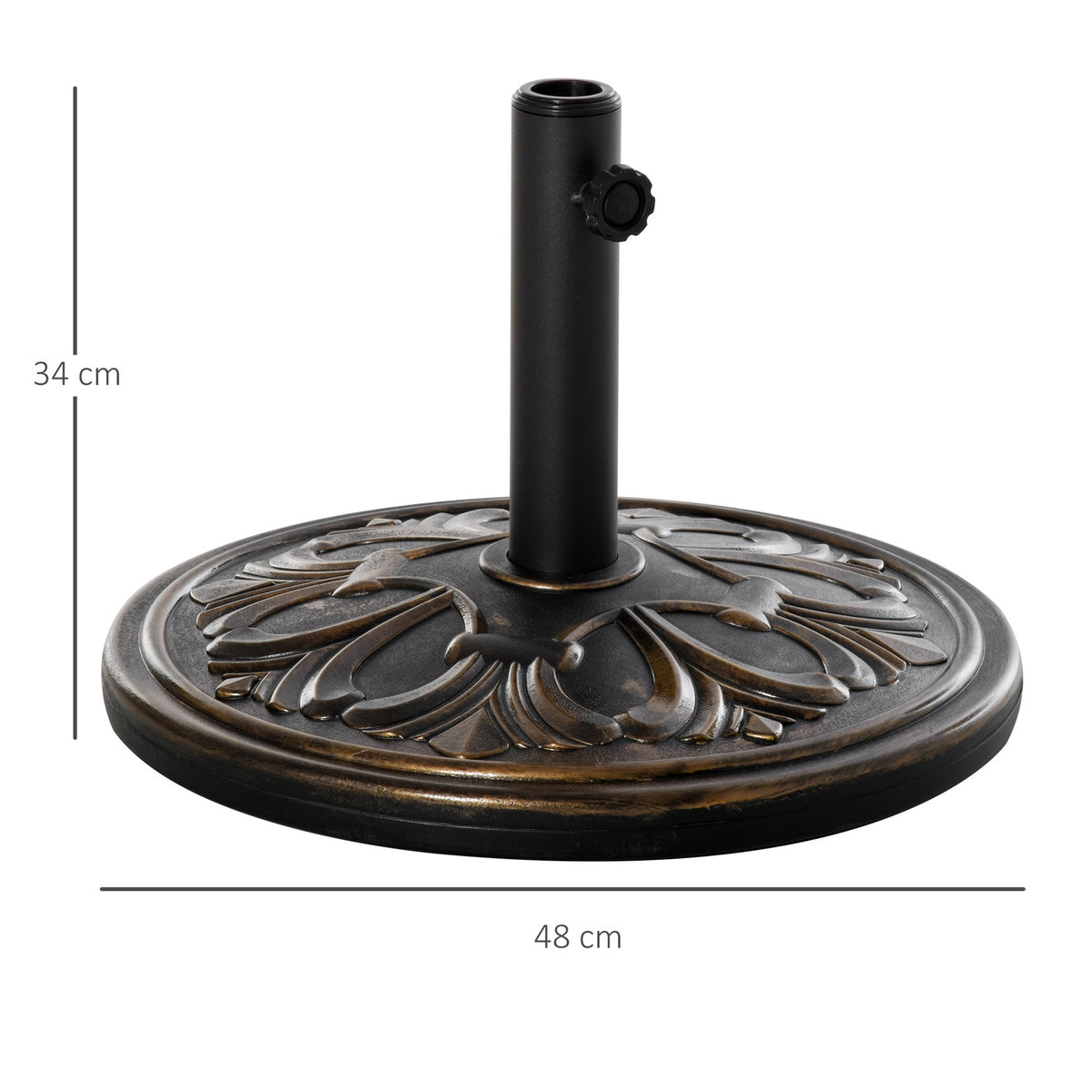 Parasol Stand Umbrella Stand Umbrella Holder Umbrella Base 13 Kg Stand Umbrella Ø35/Ø38/Ø48Mm Plastic + Cement Antique Bronze Ø48 X 34 Cm