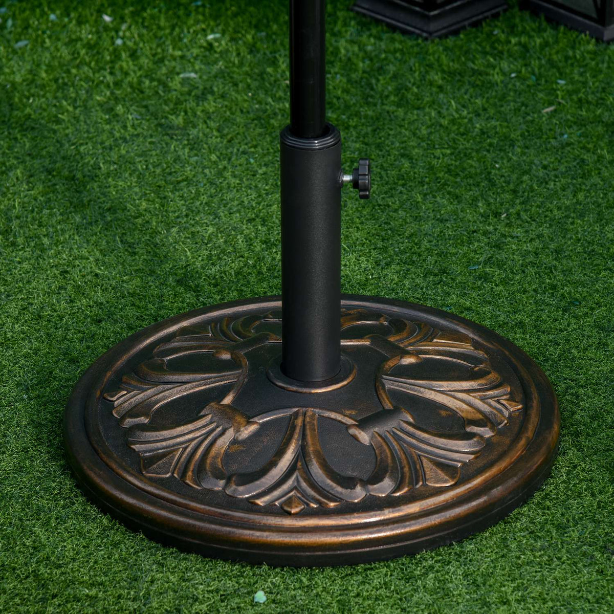 Parasol Stand Umbrella Stand Umbrella Holder Umbrella Base 13 Kg Stand Umbrella Ø35/Ø38/Ø48Mm Plastic + Cement Antique Bronze Ø48 X 34 Cm