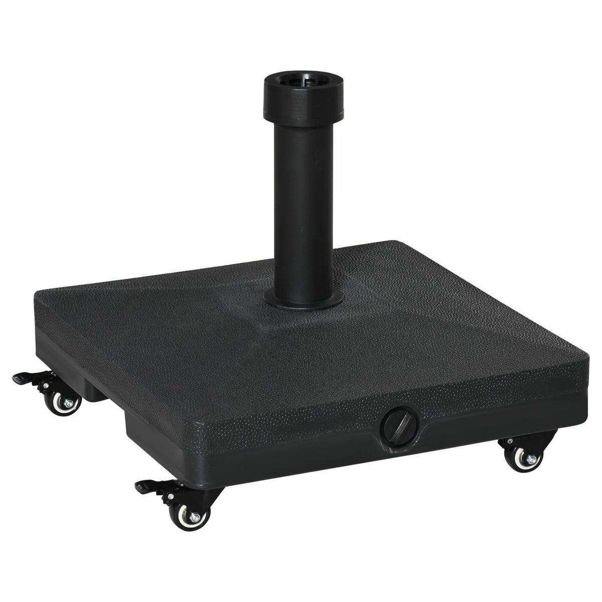 Parasol Stand With Roller, Can Be Filled Up To 20 Kg, For Umbrella Poles 38/48 Mm, For Garden, Terrace, Balcony, Black, 45 X 45 Cm