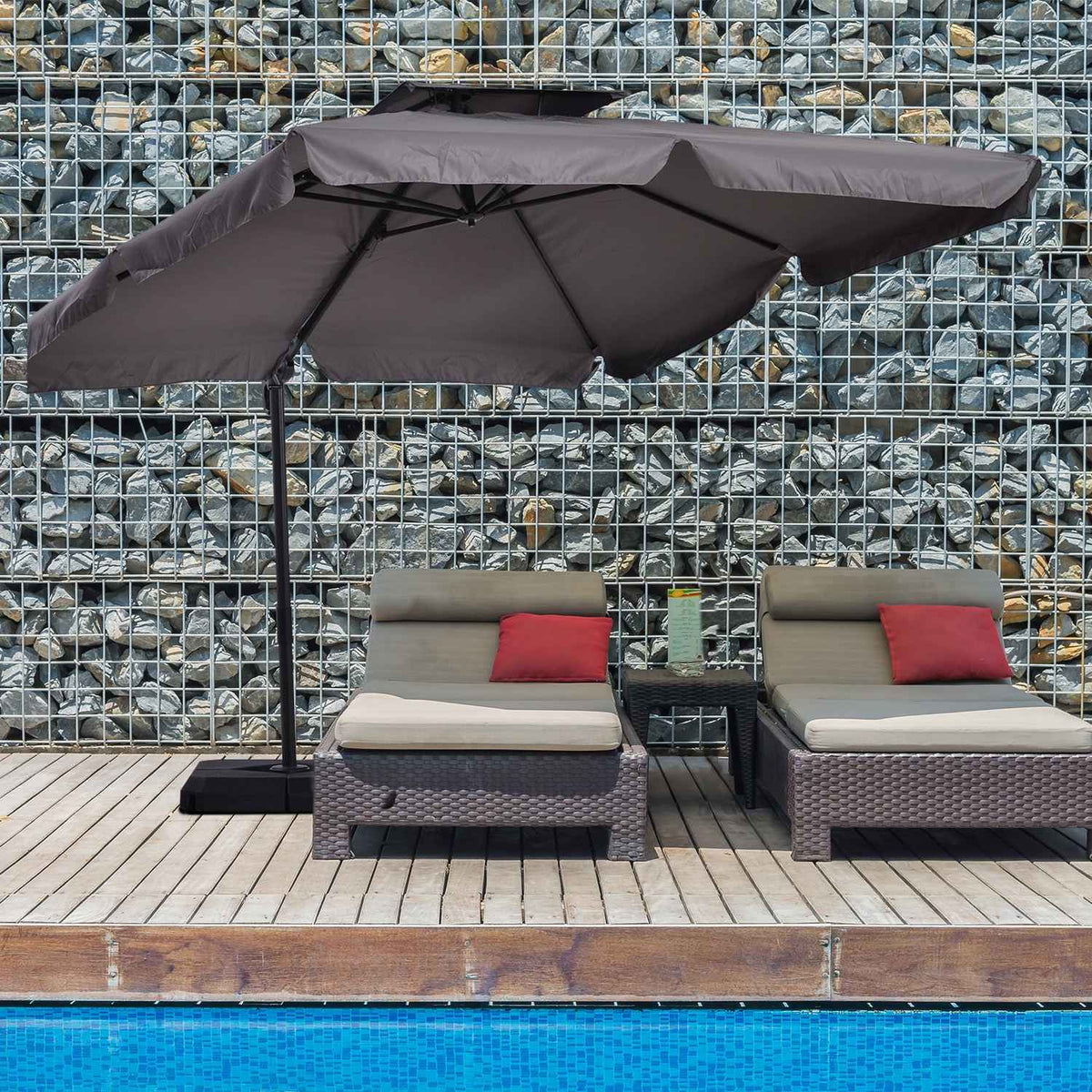 Parasol, Uv50+ Cantilever Umbrella, Roma Umbrella With Stand And 4 Weights, Including Protective Cover, Aluminum, 270 X 270 X 260 Cm