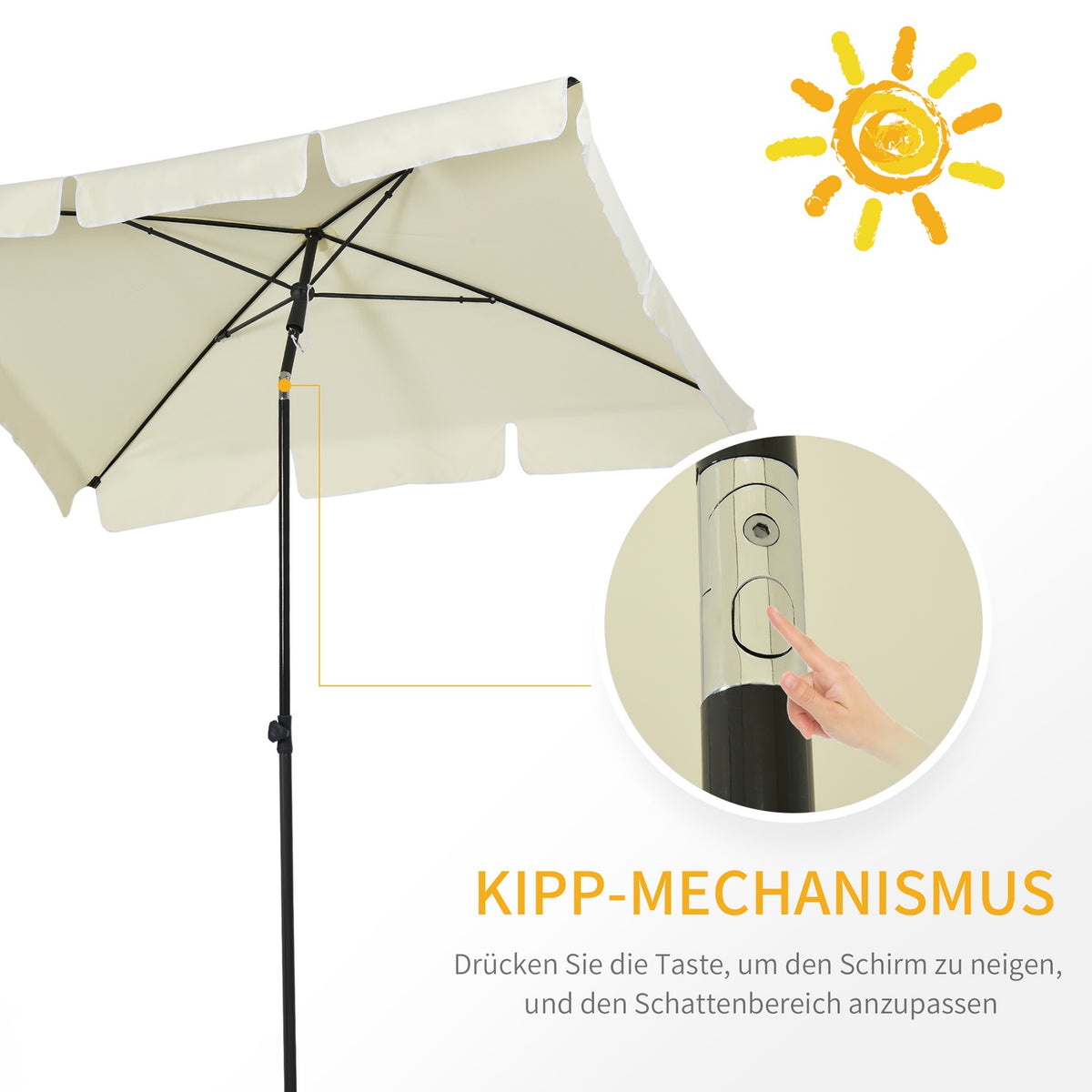 Parasol Uv Protection Garden Umbrella Foldable, Perfect For Balcony & Beach, Cream White & Black