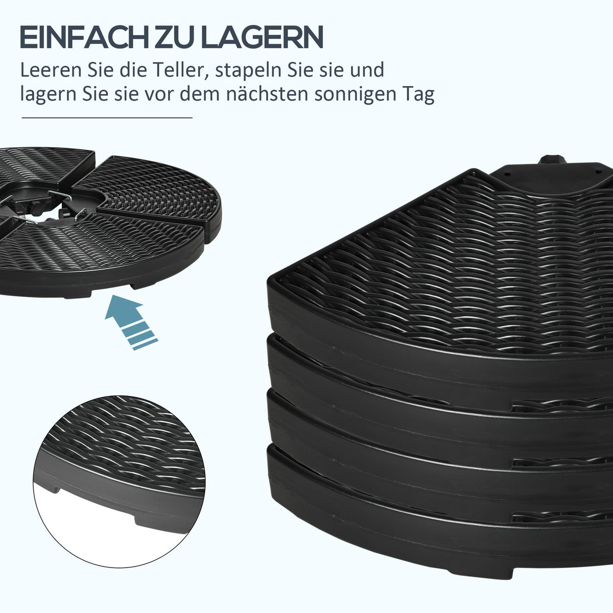 Parasol Weight Umbrella Weight For Cantilever Umbrella, Weatherproof, 52 Kg Water/68 Kg Sand, Hdpe