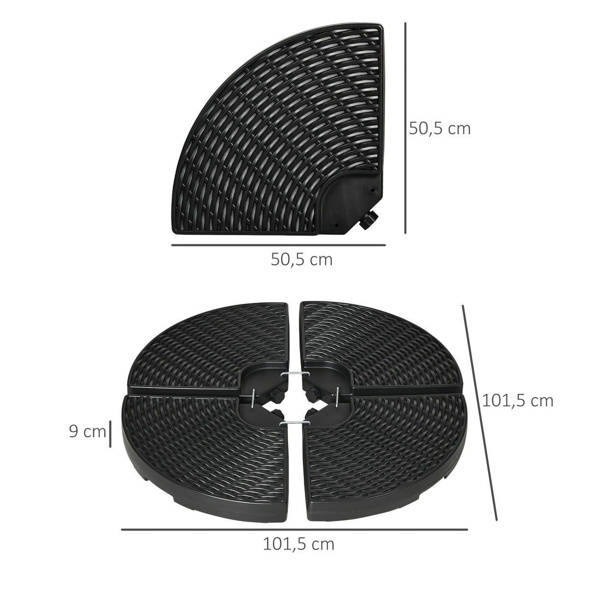 Parasol Weight Umbrella Weight For Cantilever Umbrella, Weatherproof, 52 Kg Water/68 Kg Sand, Hdpe