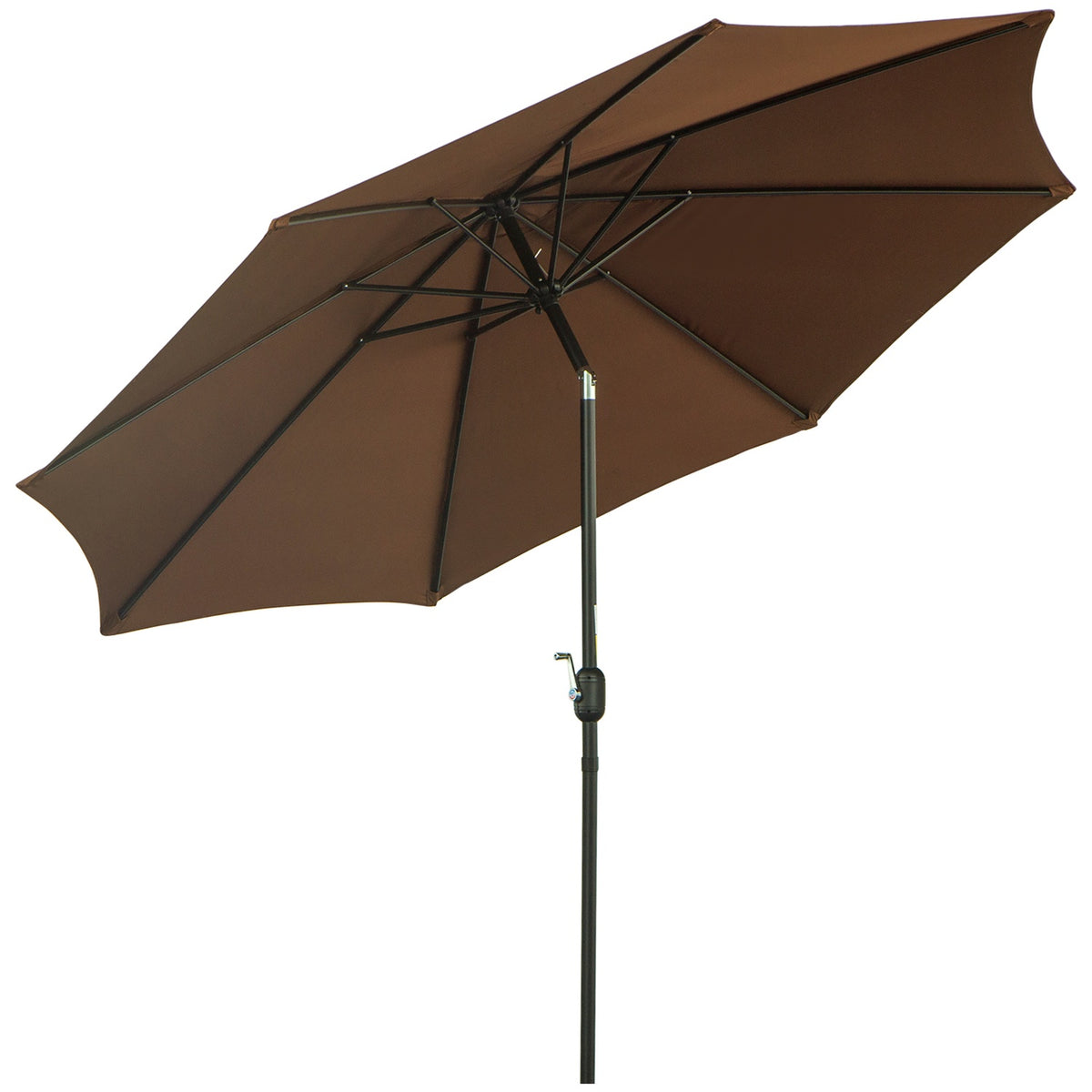 Parasol With Hand Crank Ø2.95 X 2.5 M Folding Umbrella, Market Umbrella, Brown, 180/M² Polyester, Stable
