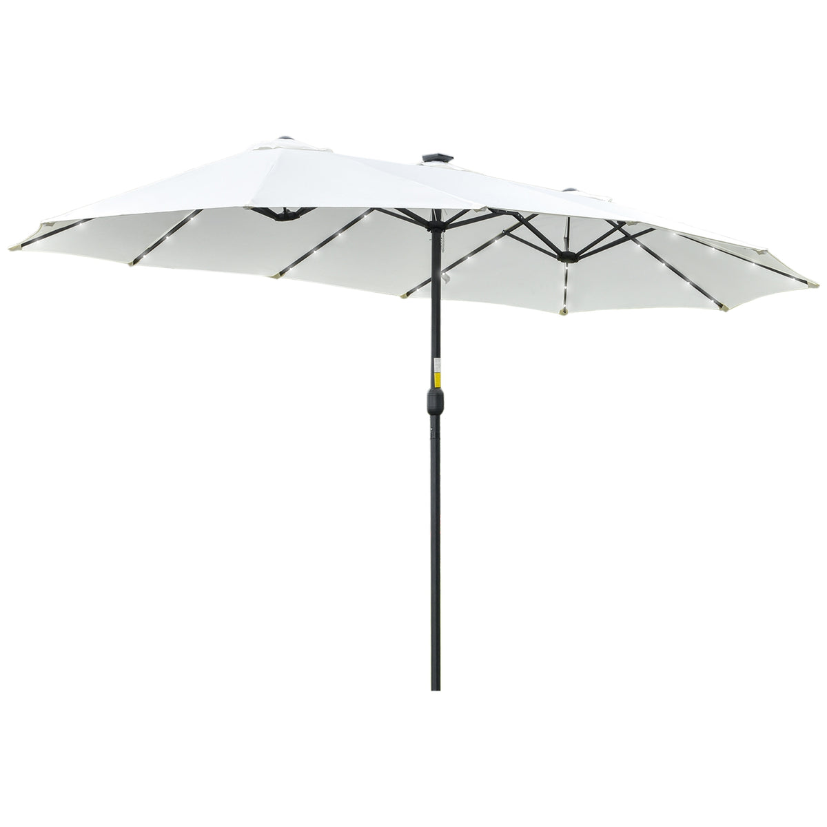 Parasol With Led Solar 4.5 M Double Parasol Garden Umbrella Market Umbrella Patio Umbrella Oval Black + Cream White