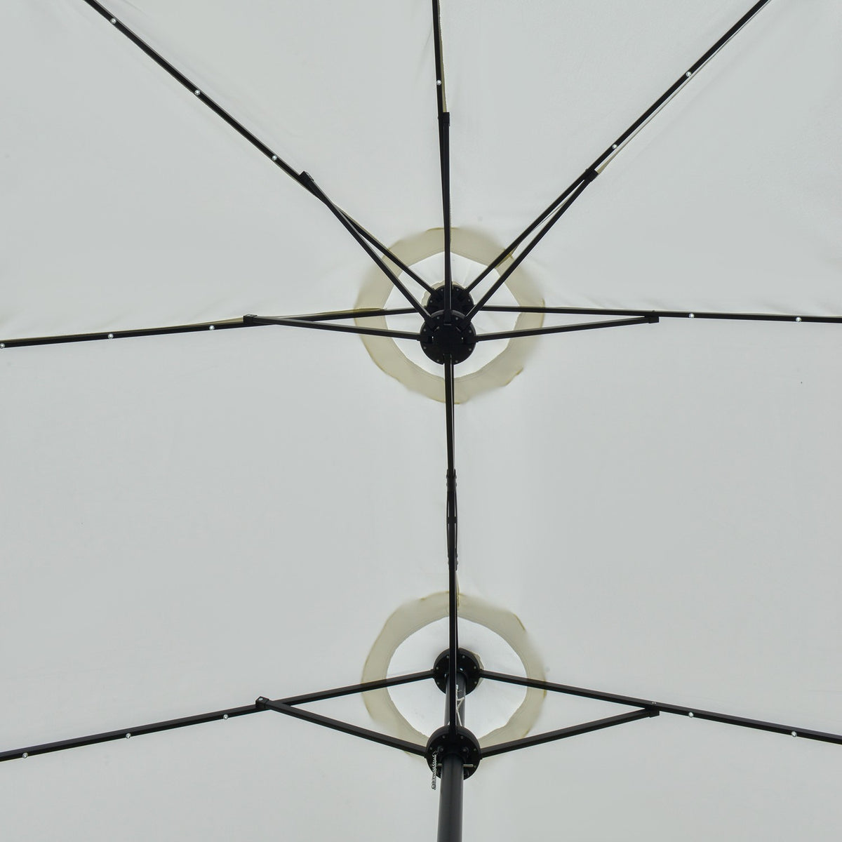 Parasol With Led Solar 4.5 M Double Parasol Garden Umbrella Market Umbrella Patio Umbrella Oval Black + Cream White