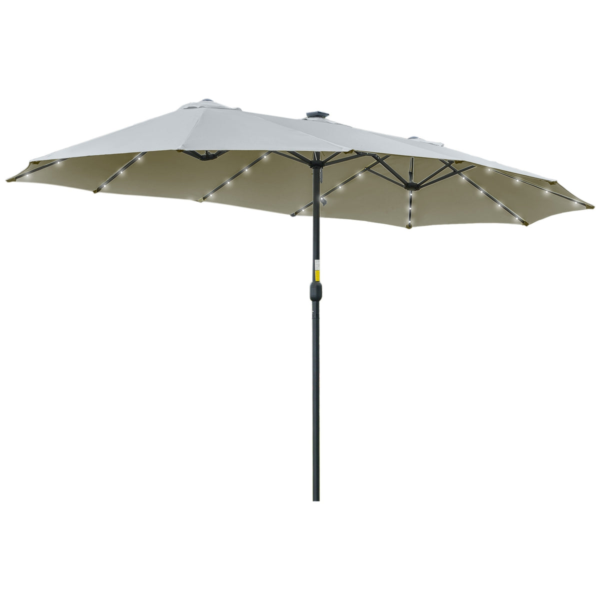 Parasol With Led Solar 4.5 M Double Parasol Garden Umbrella Market Umbrella Patio Umbrella Oval Light Gray + Black