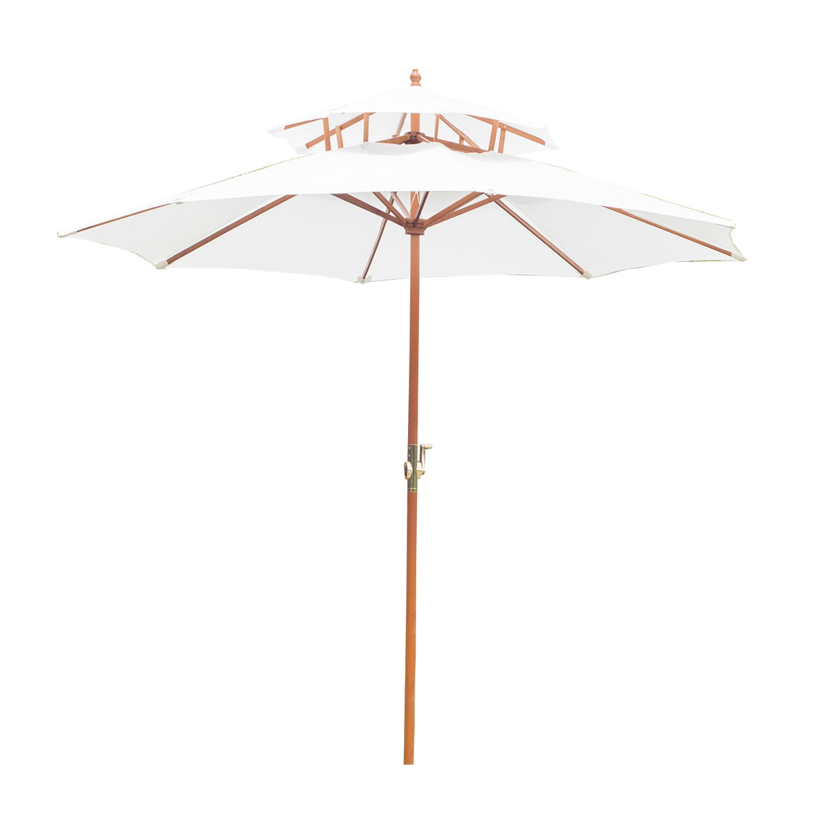 Parasol Wooden Parasol Garden Umbrella With Double Roof Balcony Umbrella Cream