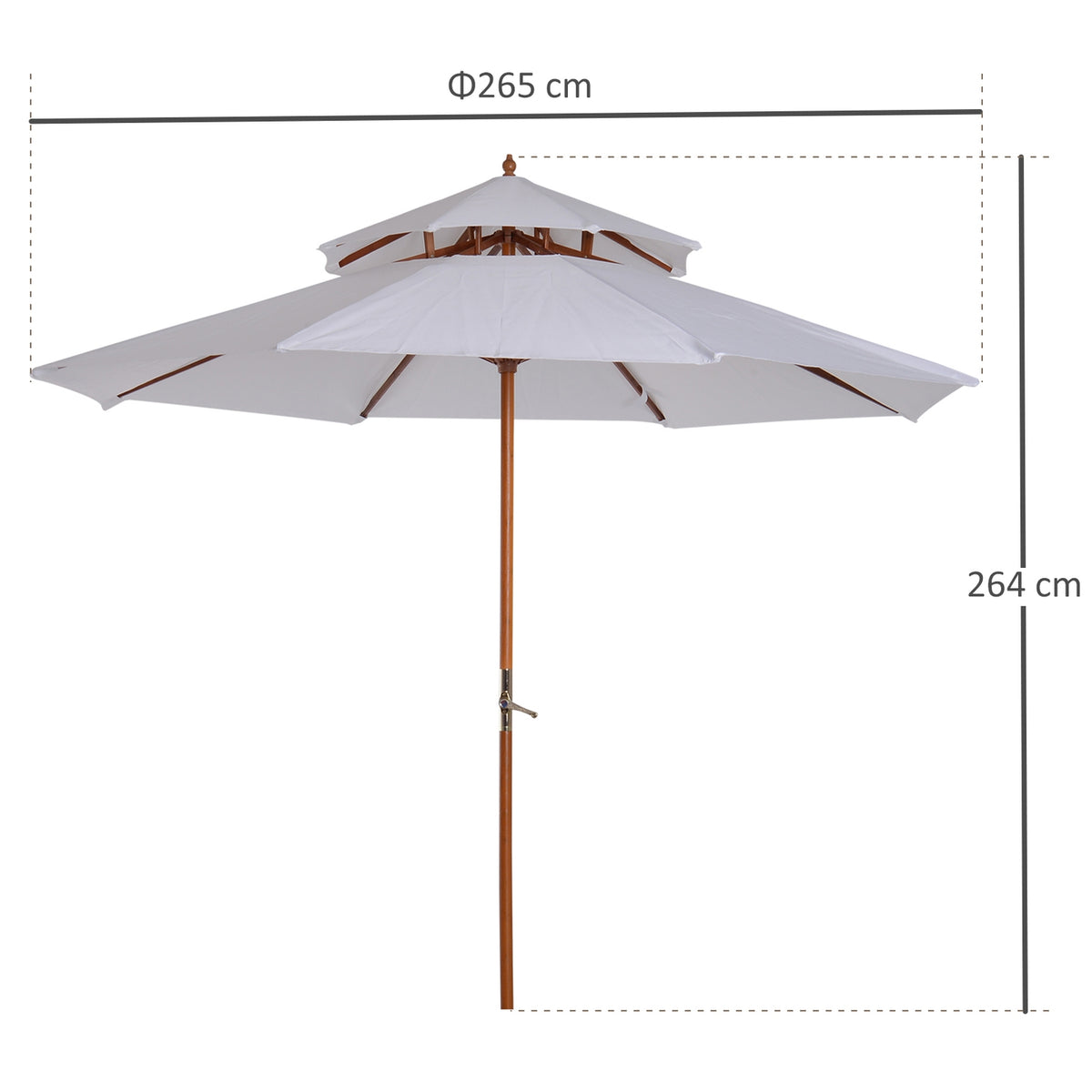 Parasol Wooden Parasol Garden Umbrella With Double Roof Balcony Umbrella Cream