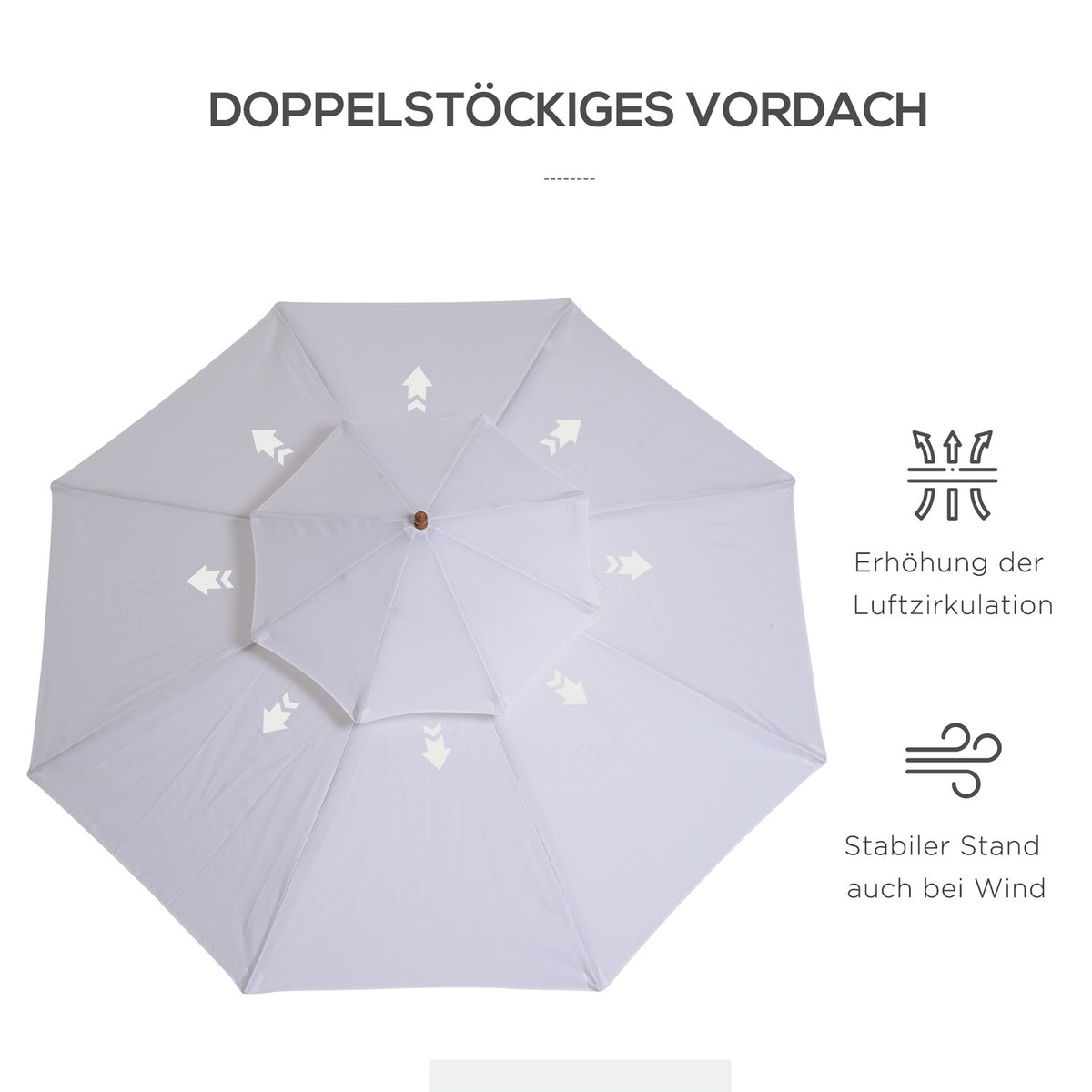 Parasol Wooden Parasol Garden Umbrella With Double Roof Balcony Umbrella Cream