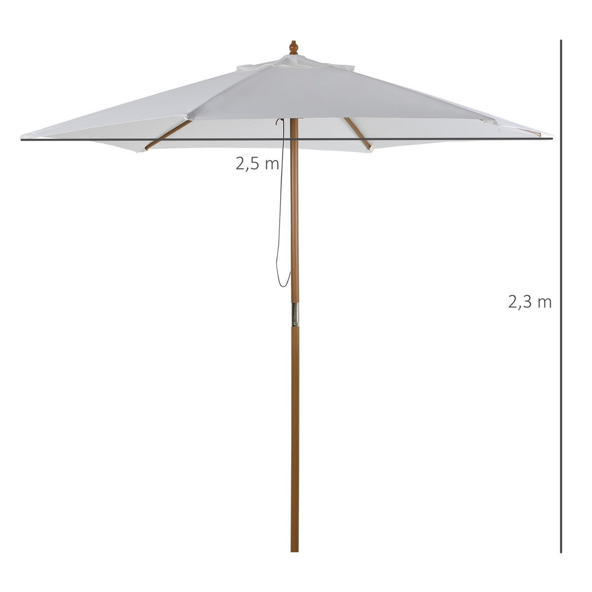 Parasol, garden umbrella, 3-tier, sun protection, bamboo 180/㎡ polyester, white, Ø2.5 x 2.3 m