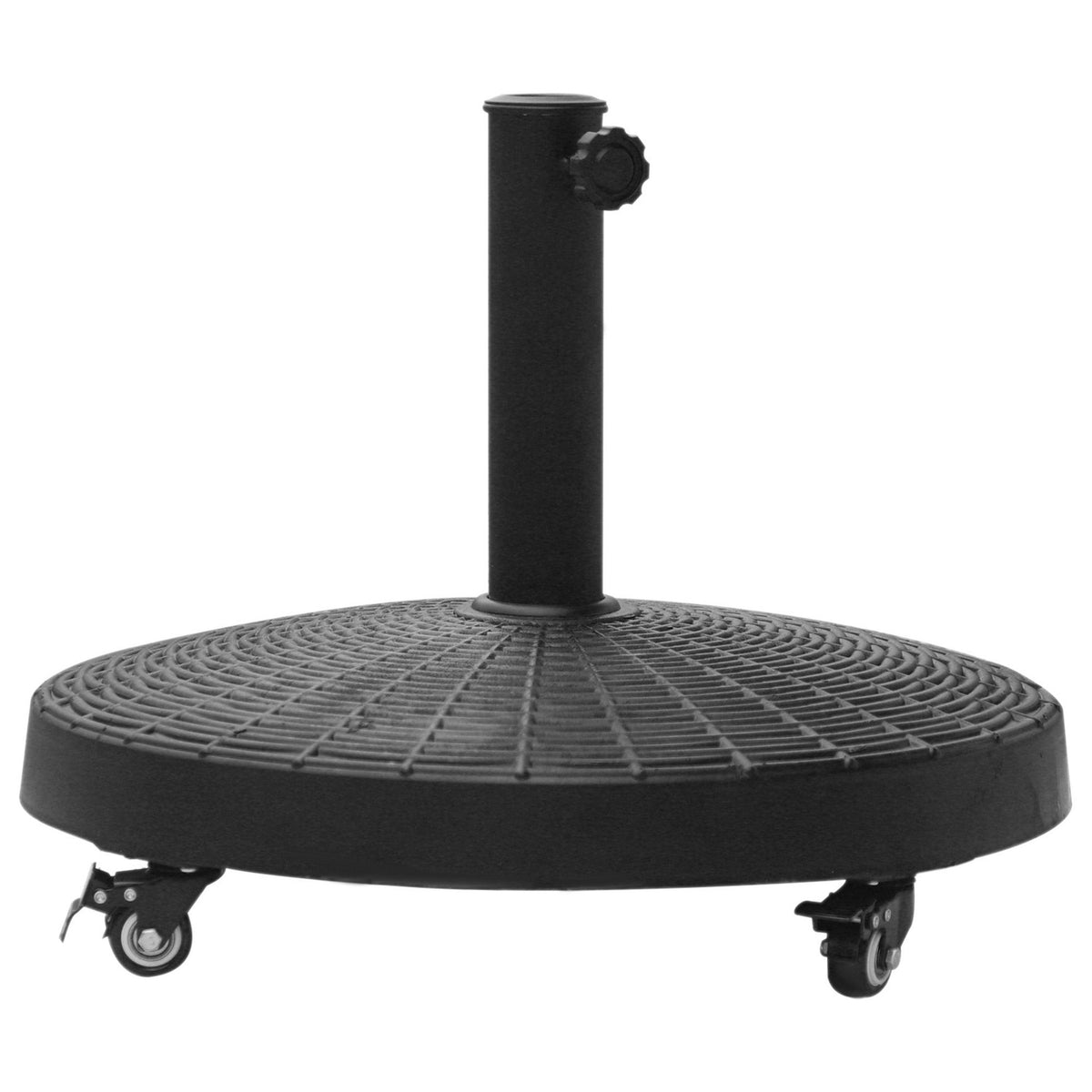 Parasol stand 25 kg umbrella base with wheels rattan look for umbrellas Ø38/48 mm synthetic resin & metal Ø52 x 41cm