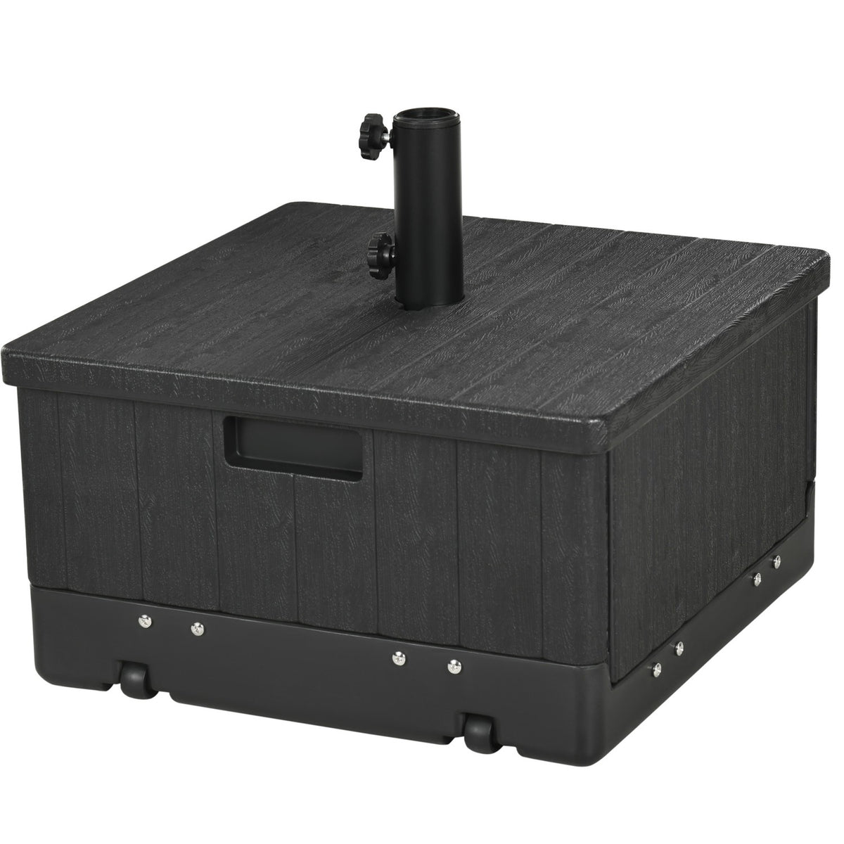 Parasol stand 3-in-1 side table with handle and wheels, raised bed can be filled with sand up to 80 kg for Ø38/48 mm umbrella poles