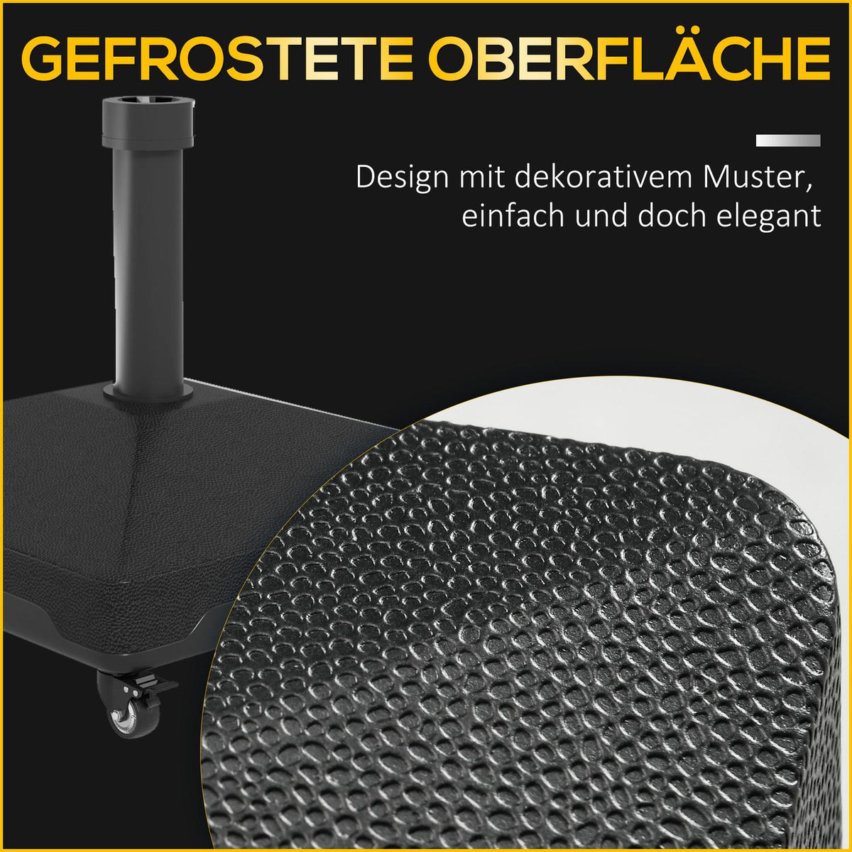 Parasol stand can be filled up to 21kg, umbrella stand with wheels, square umbrella holder, umbrella weight, stand for parasol 24-38mm tube diameter, for balcony, terrace, black |