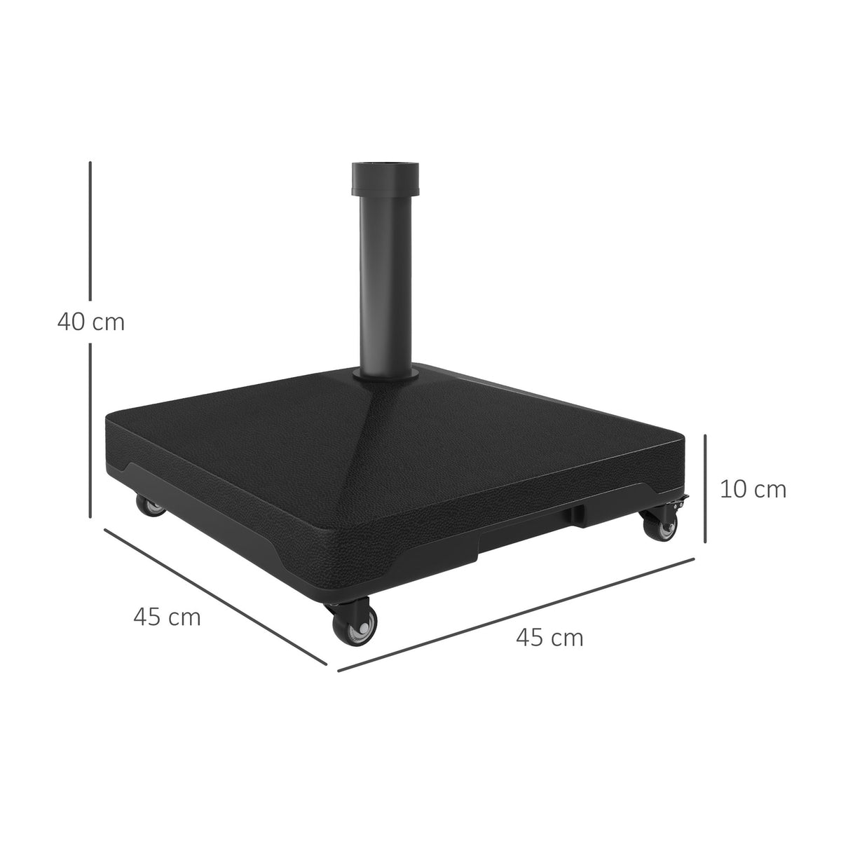 Parasol stand can be filled up to 21kg, umbrella stand with wheels, square umbrella holder, umbrella weight, stand for parasol 24-38mm tube diameter, for balcony, terrace, black |