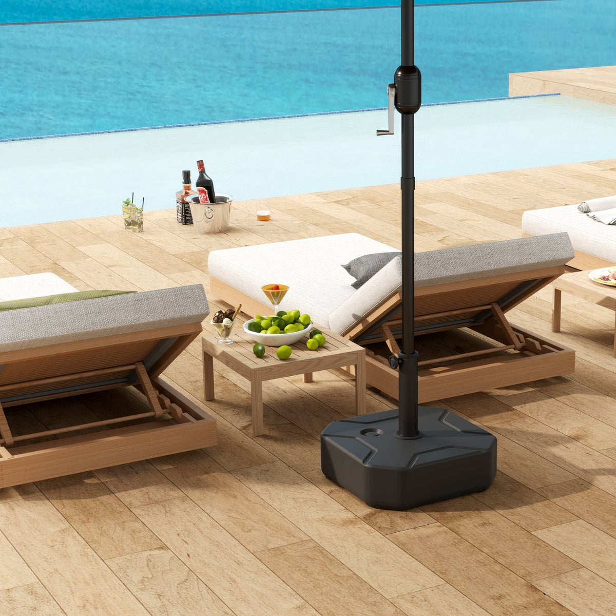 Parasol stand can be filled up to 25 kg, umbrella stand, square umbrella holder, umbrella weight, stand for parasol 38/48 mm tube diameter, for balcony, terrace, garden, black |