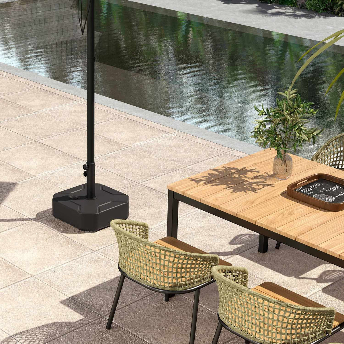 Parasol stand can be filled up to 25 kg, umbrella stand, square umbrella holder, umbrella weight, stand for parasol 38/48 mm tube diameter, for balcony, terrace, garden, black |