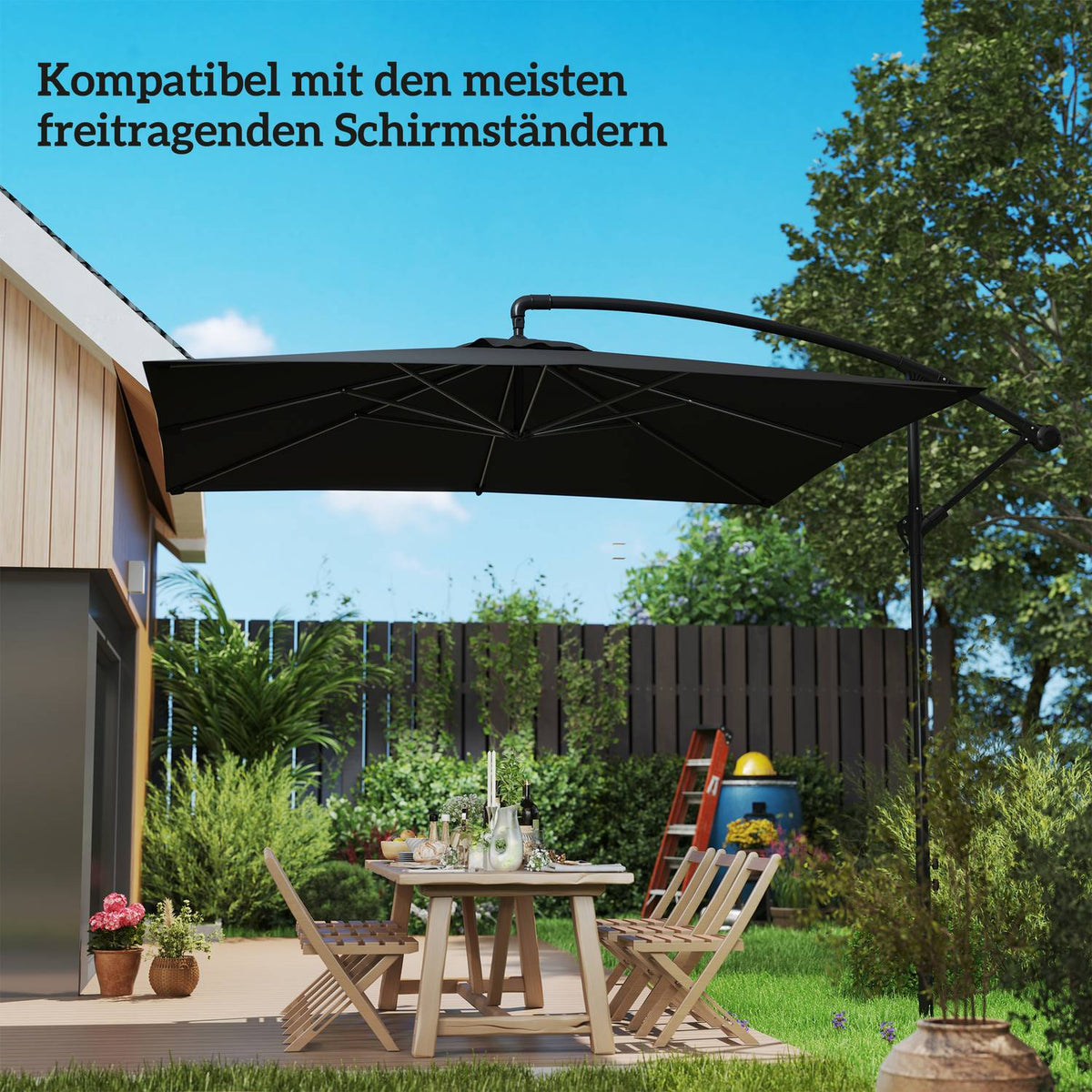 Parasol stand made of concrete, cantilever umbrella stand, square umbrella holder, stand for cantilever umbrella 113/92 mm, umbrella weight for balcony, terrace, garden, dark gray