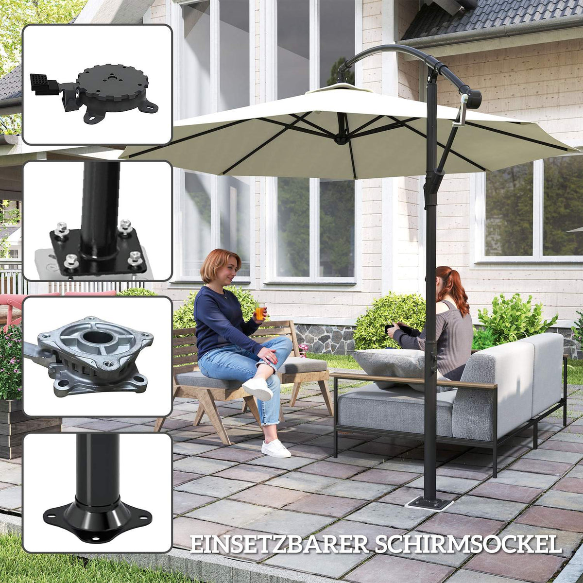 Parasol stand made of concrete, cantilever umbrella stand, square umbrella holder, stand for cantilever umbrella 113/92 mm, umbrella weight for balcony, terrace, garden, dark gray