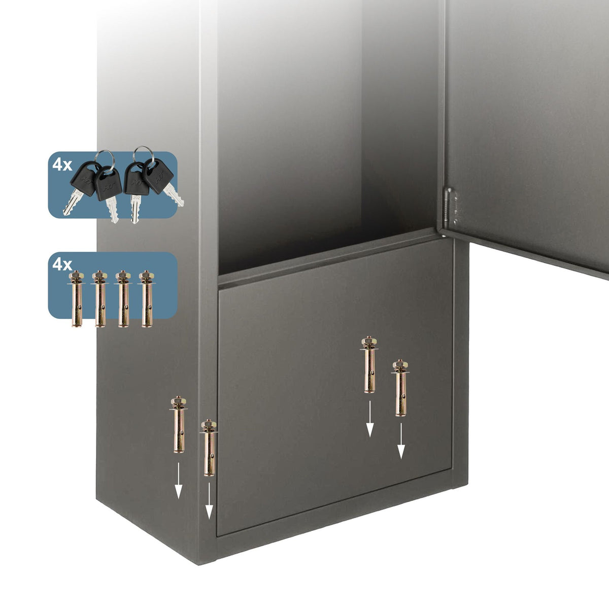 Parcel Box with Lockable Compartment and 4 Keys