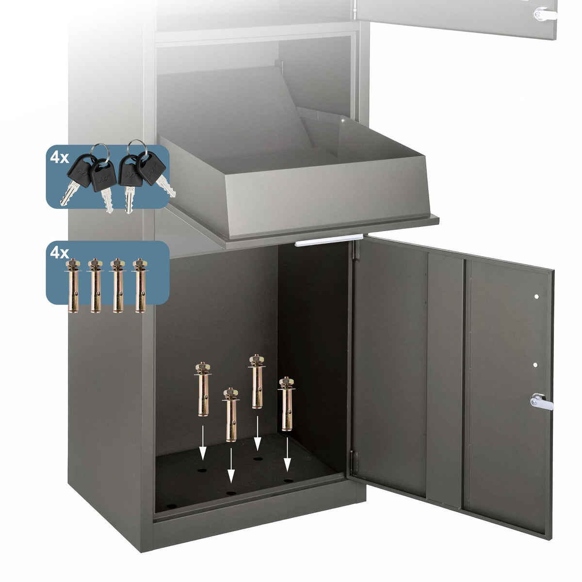 Parcel Letterbox with Secure Lockable Compartments