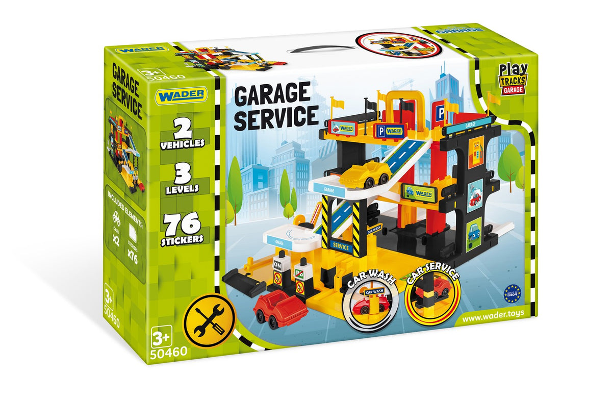 Parking Garage Playset with Cars, Elevator, Gas Station
