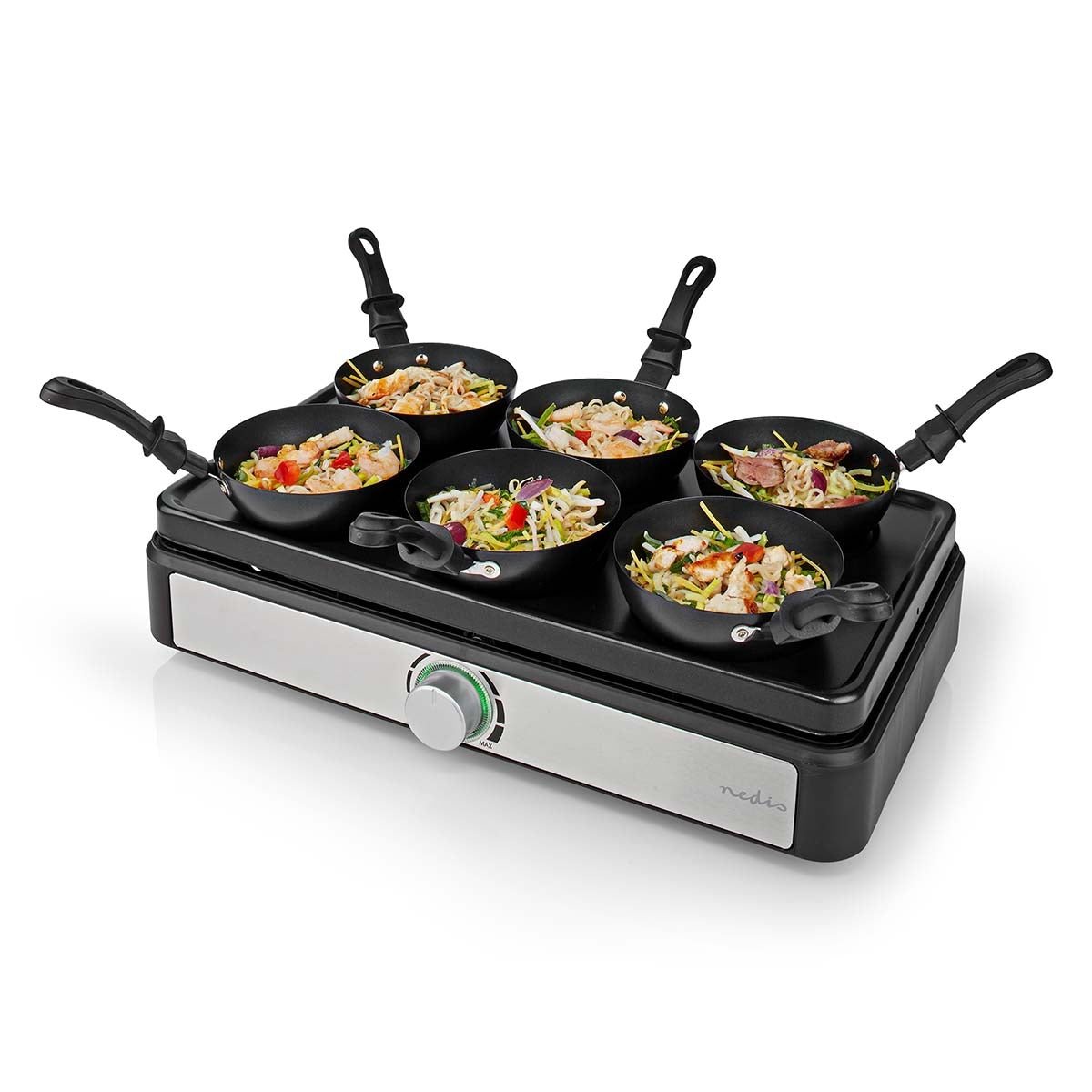 Party Wok Set | Grill | 6 Persons | Spatula | Temperature setting | Non-stick coating | Rectangle